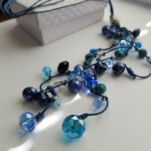 Swarovski Elements Blue Waterfall Multimedia Necklace NEW